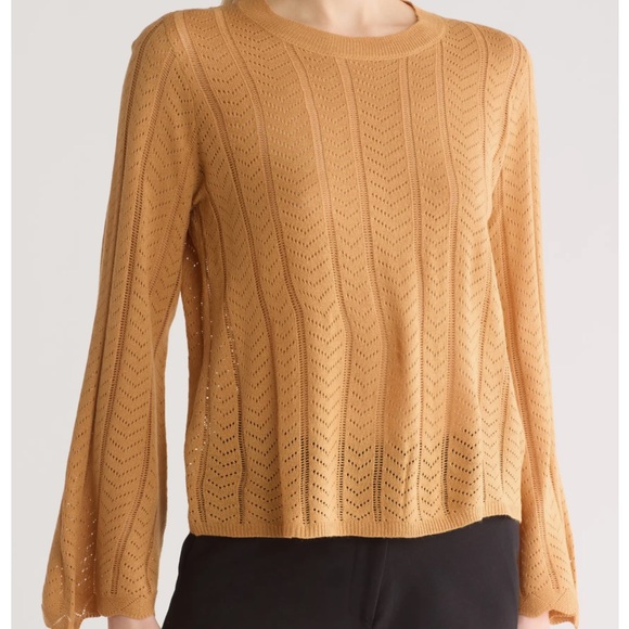 NWT Adrianna Papell Pointelle Bell Sleeve Knit Top - Picture 9 of 9